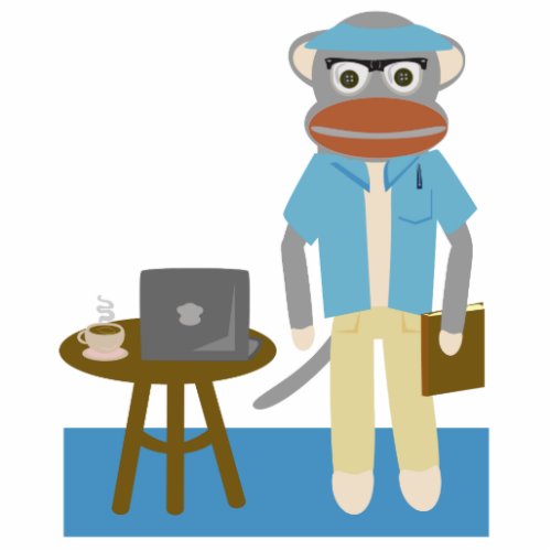 Sock Monkey Author Fun Cartoon Character Statuette