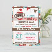 Sock Monkey Baby Shower Invitation (Standing Front)