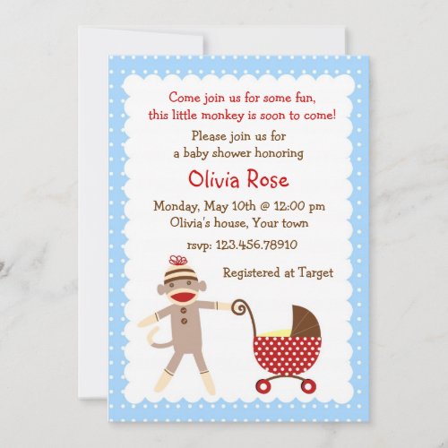 Sock Monkey Baby Shower Invitations