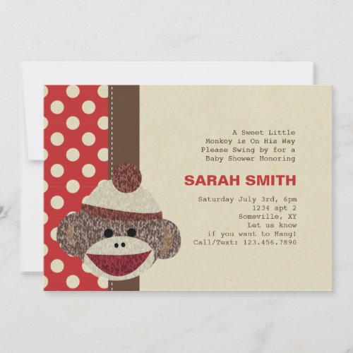 Sock Monkey Baby Shower Invite