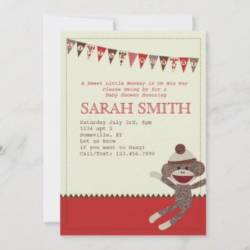 Sock Monkey Baby Shower Invite