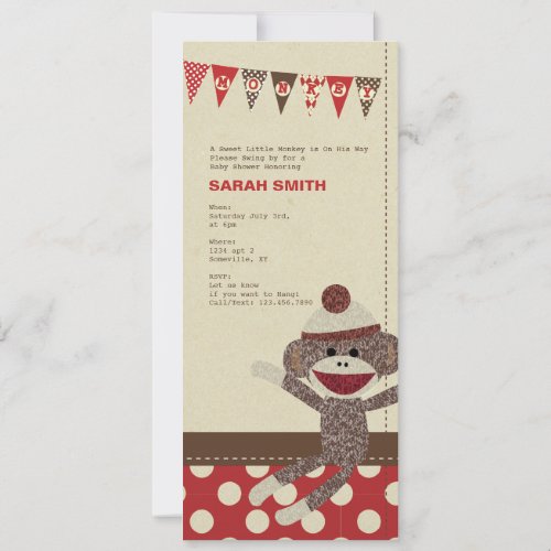 Sock Monkey Baby Shower Invite