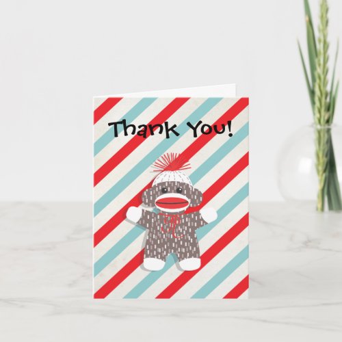 Sock Monkey Baby Thank You Card