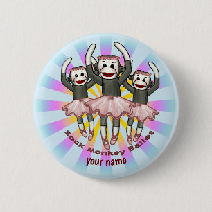 Sock Monkey Ballet Button