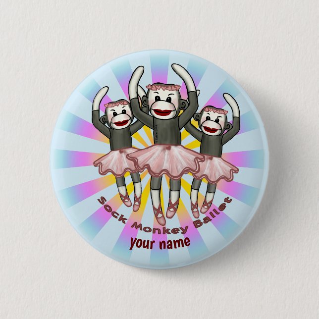 Sock Monkey Ballet  Button (Front)