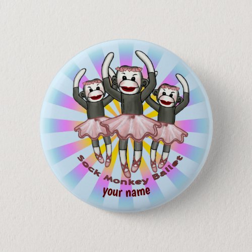 Sock Monkey Ballet  Button