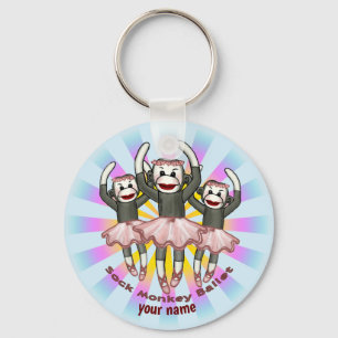 Sock Monkey Ballet Keychain