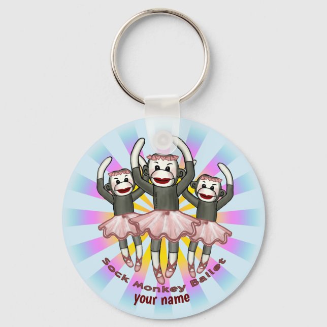 Sock Monkey Ballet  Keychain (Front)