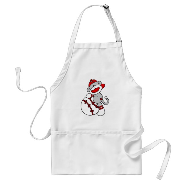 Sock Monkey Baseball Adult Apron (Front)