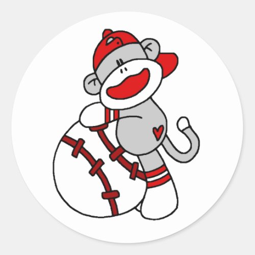 Sock Monkey Baseball Classic Round Sticker