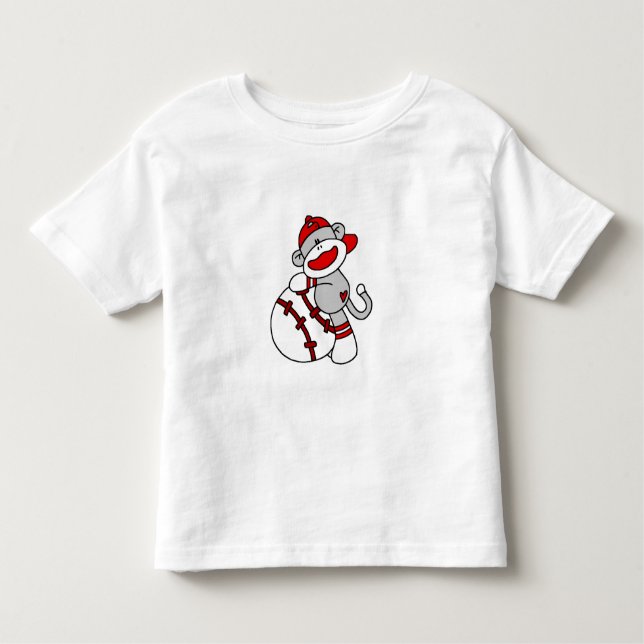 Sock Monkey Baseball Player Toddler T-shirt (Front)