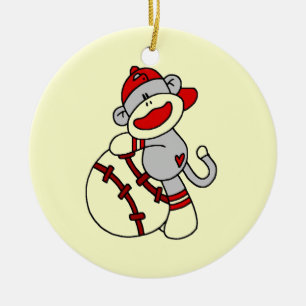 Sock Monkey Baseball T-shirts and Gifts Ceramic Ornament