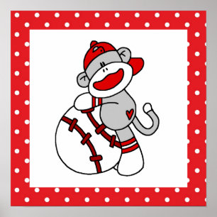 Sock Monkey Baseball T-shirts and Gifts Poster