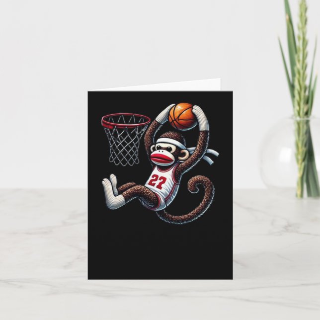 Sock Monkey Basketball Hoop  Card (Front)