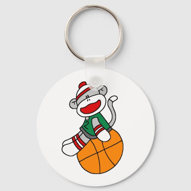 Sock Monkey Basketball Keychain (Front)