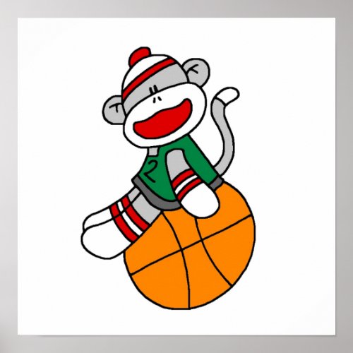 Sock Monkey Basketball T_shirts and Gifts Poster