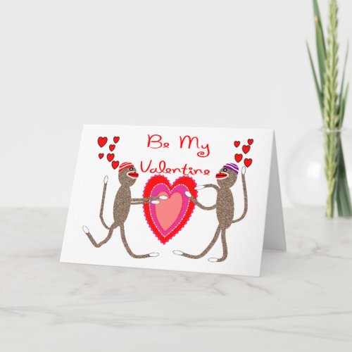 Sock Monkey Be My Valentine Cute Gifts Holiday Card