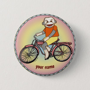Sock Monkey Bicycle Button