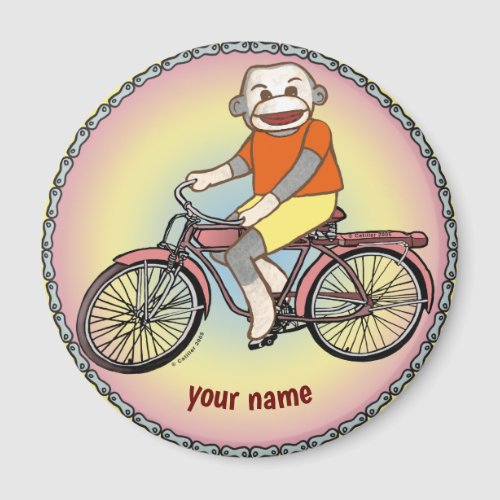 Sock Monkey Bicycle  Magnet