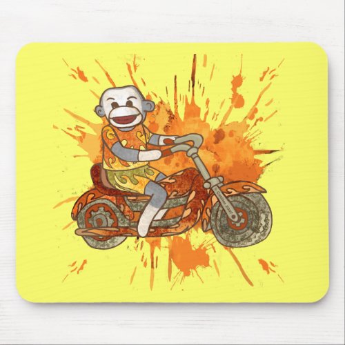 Sock Monkey Biker Mouse Pad