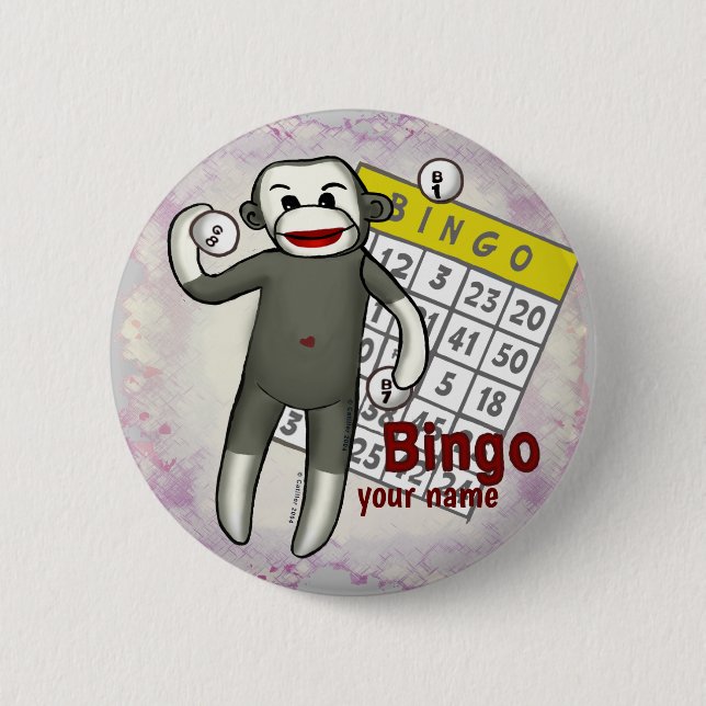 Sock Monkey Bingo  Button (Front)
