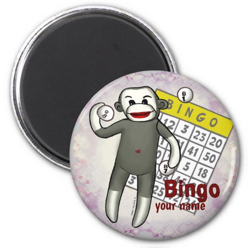 Sock Monkey Bingo custom name Magnet