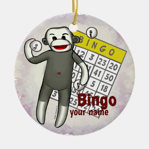Sock Monkey Bingo custom name ornament