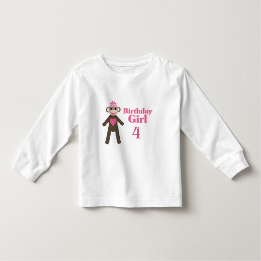 Sock Monkey Birthday Girl Toddler T-shirt