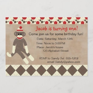 Sock monkey baby shower clearance invitations