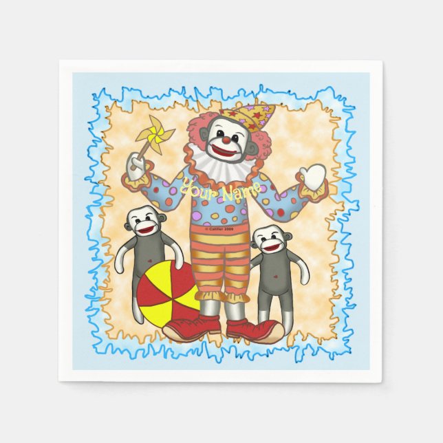 Sock Monkey Birthday  Napkins (Front)