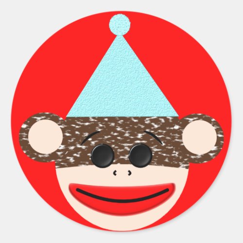 Sock Monkey Birthday Sticker