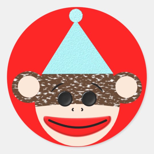 Sock Monkey Birthday Sticker | Zazzle.com