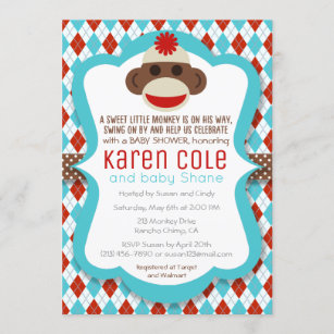 Sock Monkey Party Invitation Pricing includes PRIORITY shipping