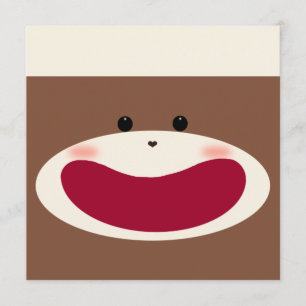 Sock Monkey Boy Invitation