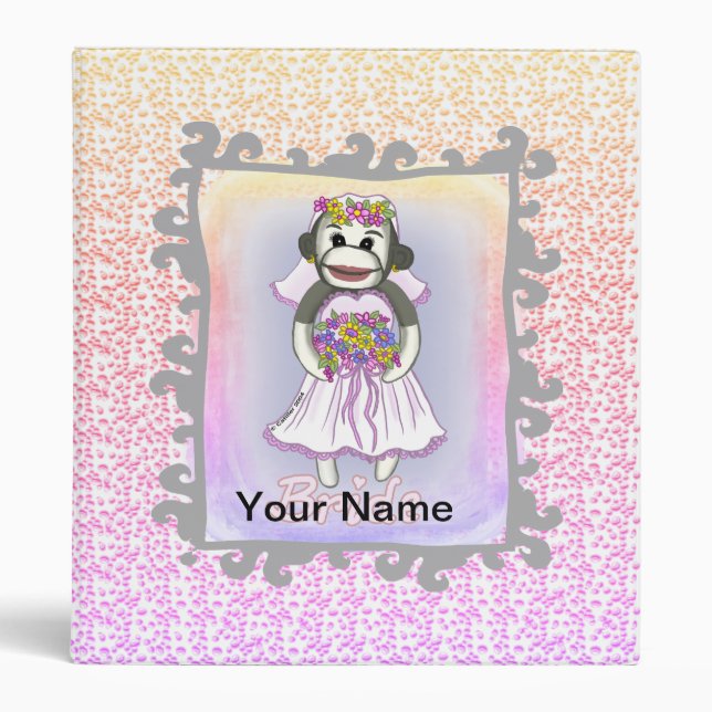 Sock Monkey Bride  3 Ring Binder (Front)