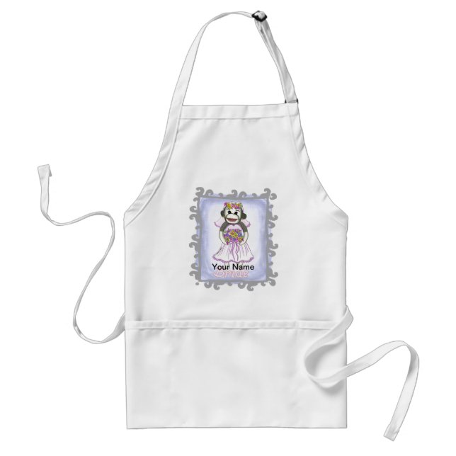 Sock Monkey Bride  Adult Apron (Front)