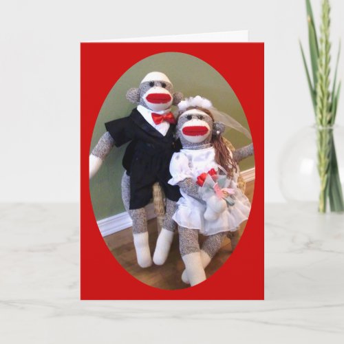 Sock Monkey Bride  Groom Card