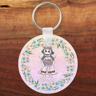 Sock Monkey Bride keychain