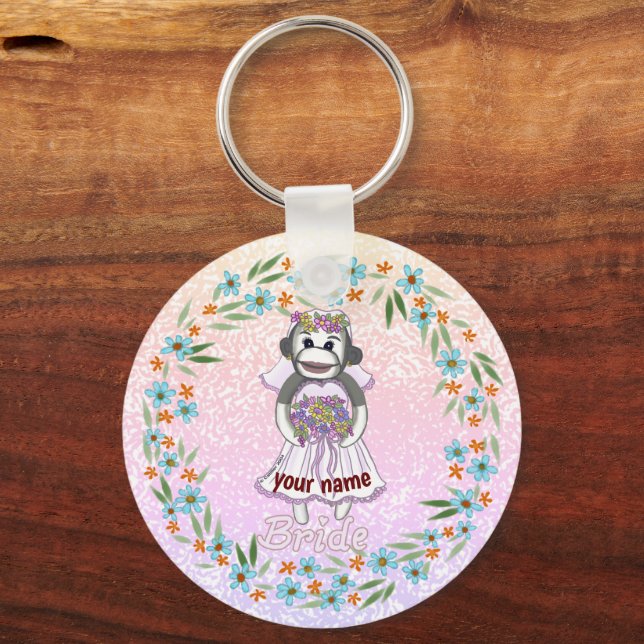 Sock Monkey Bride keychain  (Front)