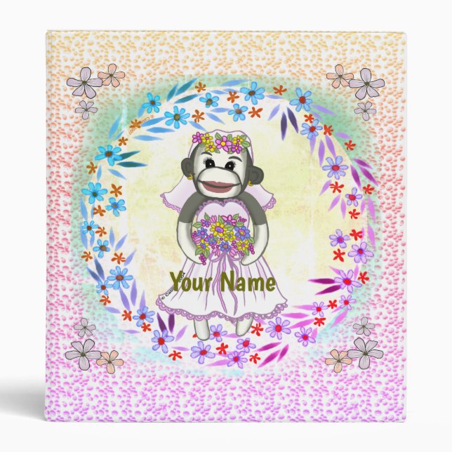 Sock Monkey Bride wedding binder (Front)