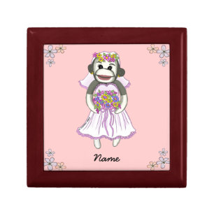 Sock Monkey Bride wedding gift Box
