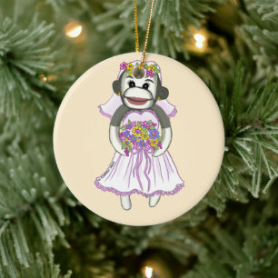 Sock Monkey Bride wedding ornament
