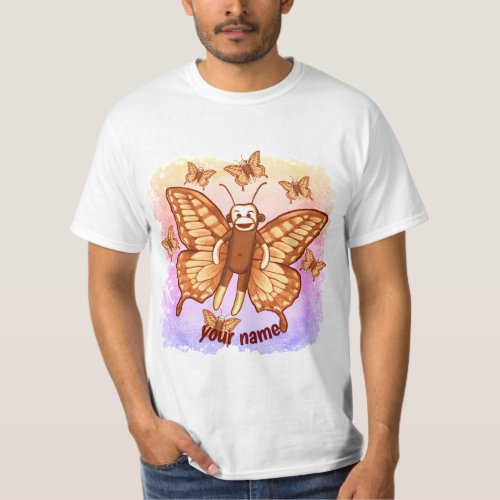 Sock Monkey Butterfly custom name T_Shirt