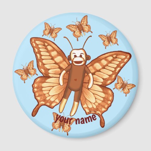 Sock Monkey Butterfly  Magnet