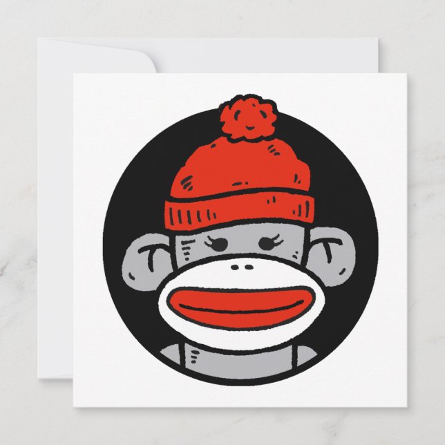 Sock Monkey Card / Invitation (Front)