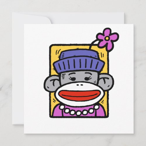 Sock Monkey Card  Invitation