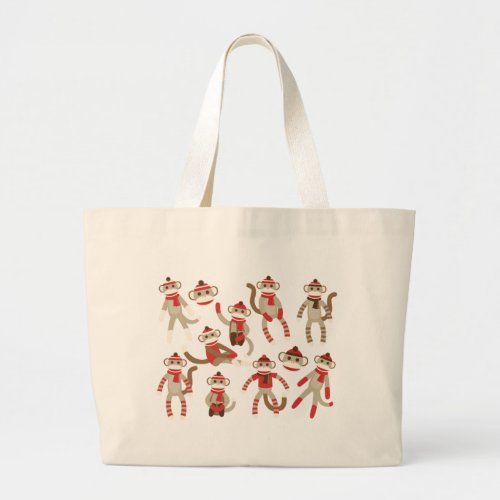 Sock Monkey Celebration Large Tote Bag