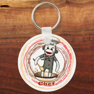 Sock Monkey Chef keychain