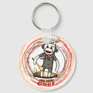 Sock Monkey Chef keychain