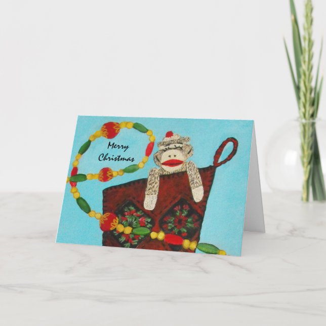 Sock Monkey Christmas Card (Front)